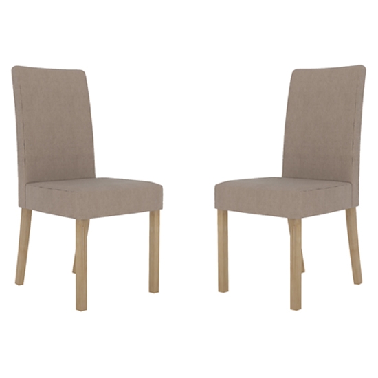 Melodie Beige Linen Fabric Dining Chairs In Pair