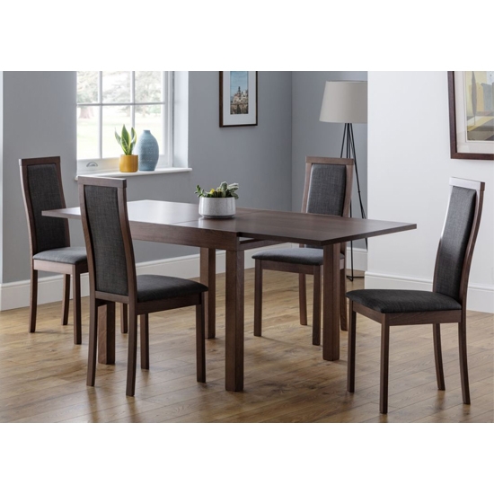 Melrose Extending Wooden Dining Table In Walnut With 4 Chairs