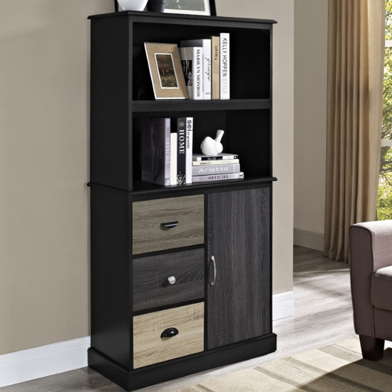 Mercer Wooden Storage Bookcase In Black