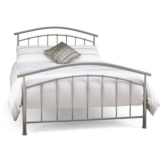 Mercury Metal Double Bed In Pearl Silver