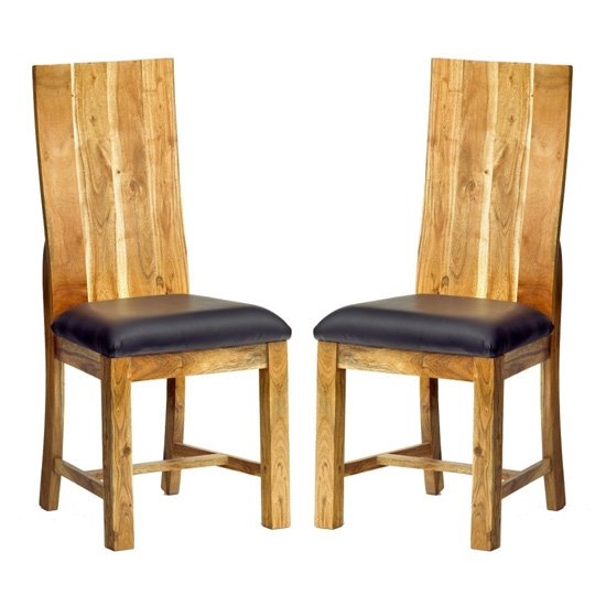 Metropolis Industrial Oak Wooden Dining Chairs In Pair