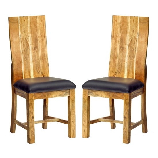 Metropolis Industrial Oak Wooden Dining Chairs In Pair