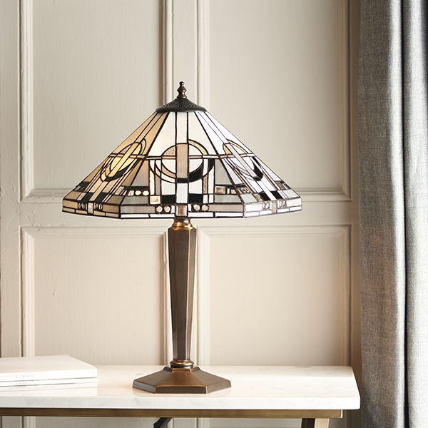 Metropolitan Medium Tiffany Glass Table Lamp In Antique Patina