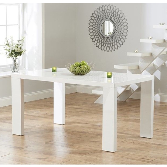 Metz Large Wooden Dining Table In White High Gloss