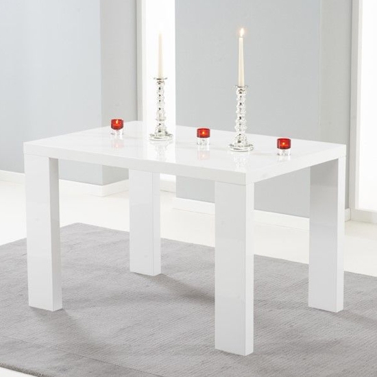 Metz Wooden Dining Table In White High Gloss