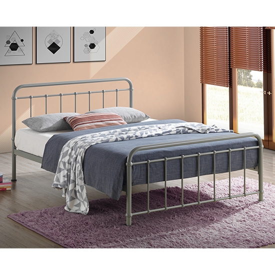 Miami Metal Double Bed In Pebble