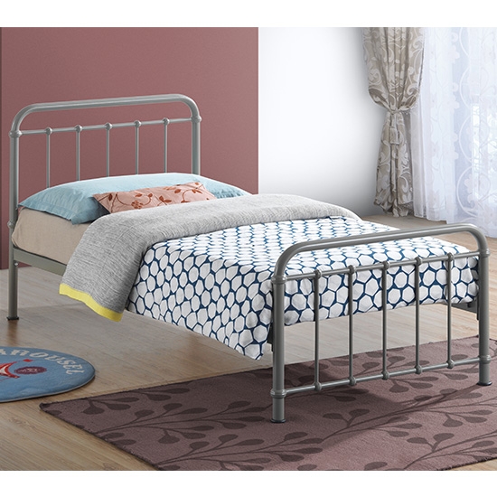 Miami Metal Single Bed In Pebble