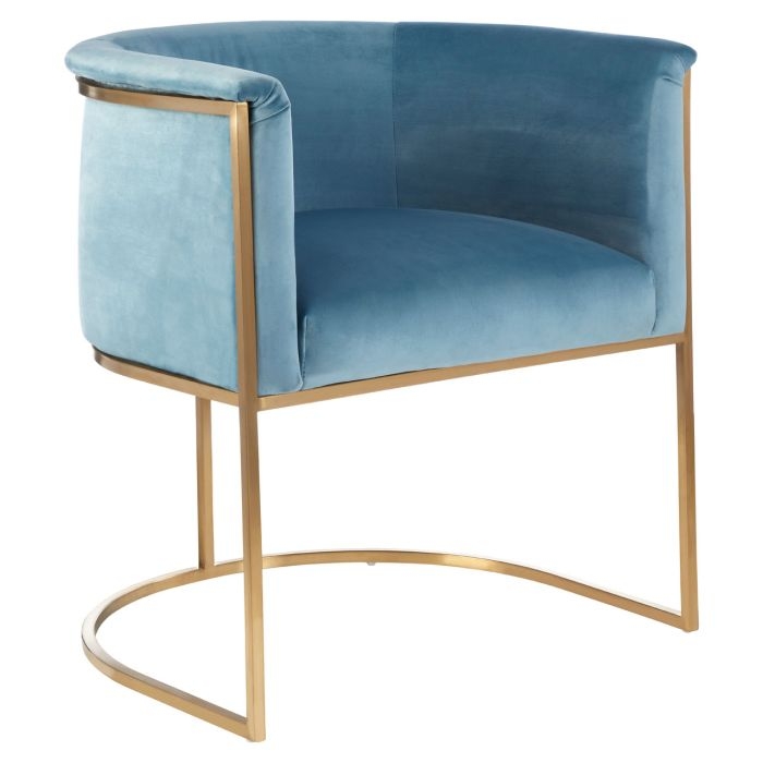 Mias Velvet Upholstered Accent Chair In Blue