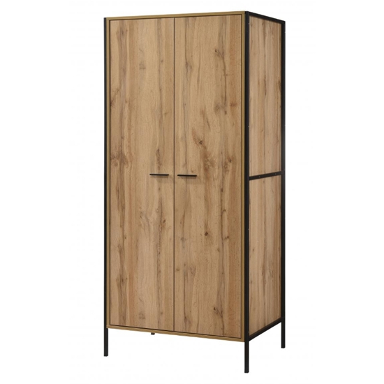 Michigan Wooden Wardrobe In Oak Effect With 2 Doors