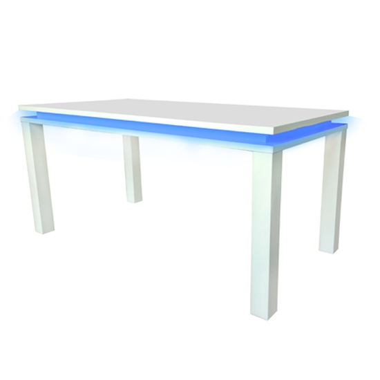 Milano Led Wooden Dining Table In White High Gloss