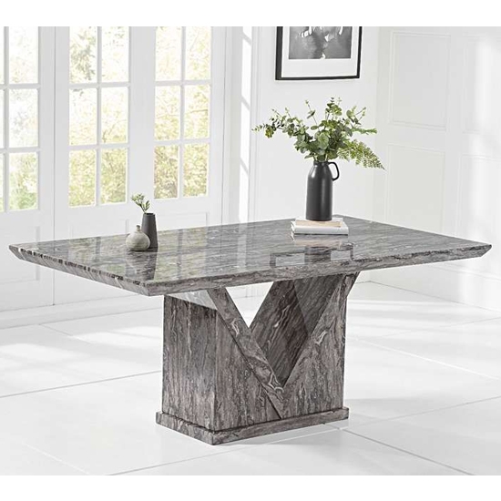 Minsk 180cm Marble Rectangular Dining Table In Grey