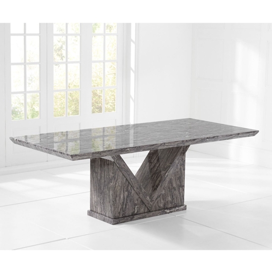 Minsk 220cm Marble Rectangular Dining Table In Grey