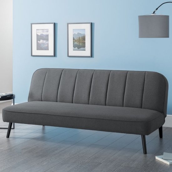 Miro Linen Fabric Upholstered Curved Back Sofa Bed In Grey