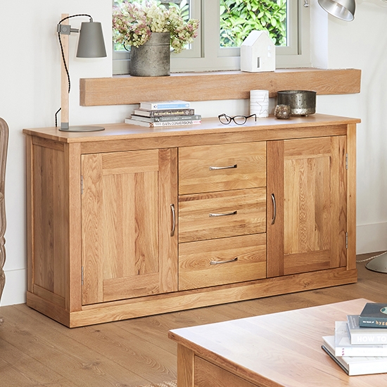 Mobel Wooden 2 Doors 3 Drawers Sideboard In Oak