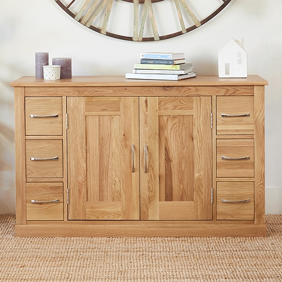 Mobel Wooden 2 Doors 6 Drawers Sideboard In Oak