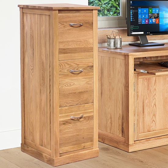 Mobel Wooden 3 Drawers Filing Cabinet In Oak