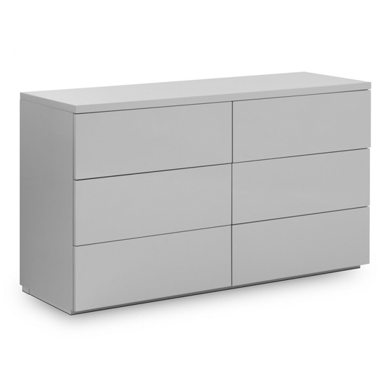 Monaco Wide Chest Of Drawers In Grey High Gloss With 6 Drawers