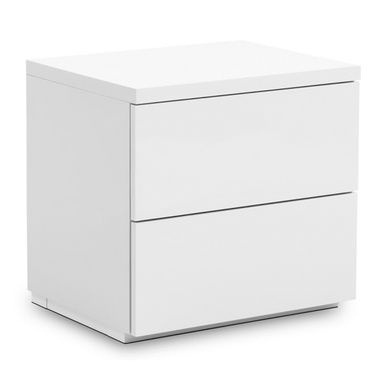 Monaco Wooden 2 Drawers Bedside Cabinet In White High Gloss