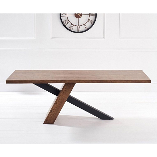 Montana Large Dining Table With Brushed Stainless Steel Black Legs