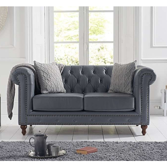 Montrose Faux Leather 2 Seater Sofa In Grey
