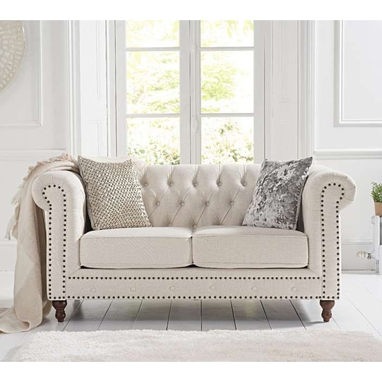 Montrose Linen Fabric Upholstered 2 Seater Sofa In Ivory