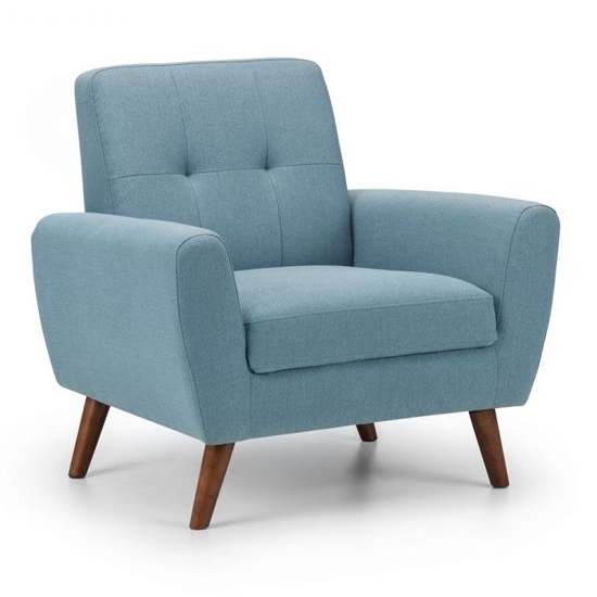 Monza Linen Fabric Upholstered Armchair In Blue