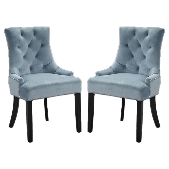 Morgan Blue Fabric Dining Chairs In Pair