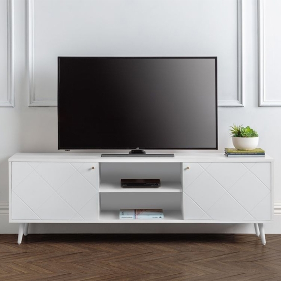 Moritz Wooden 2 Doors Tv Stand In White