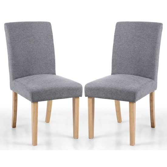 Morton Dark Grey Linen Effect Dining Chairs With Natural Legs In Pair