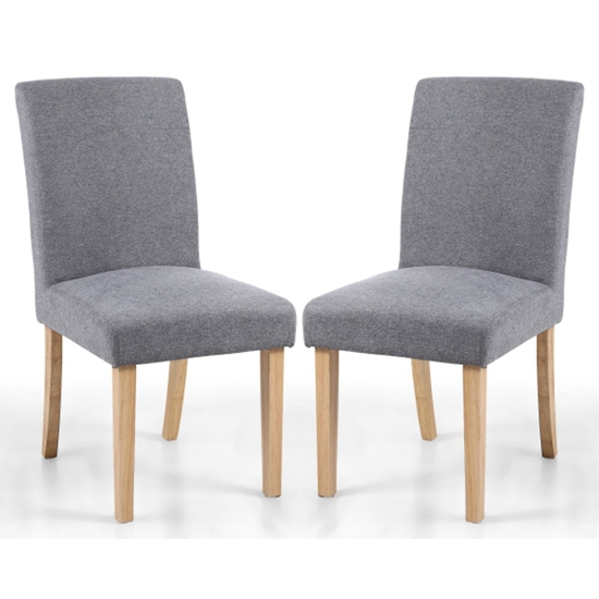 Morton Dark Grey Linen Effect Dining Chairs With Natural Legs In Pair