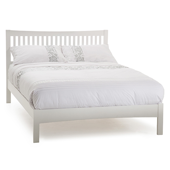 Mya Wooden King Size Bed In Opal White