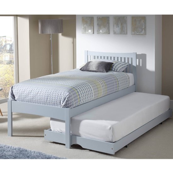 Mya Wooden Single Bed With Guest Bed In Grey