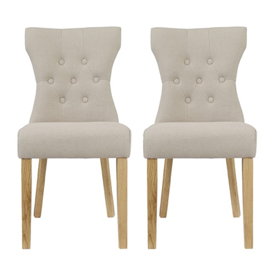 Naples Beige Fabric Dining Chairs In Pair