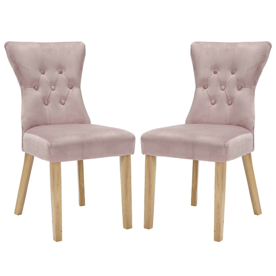 Naples Blush Pink Fabric Dining Chairs In Pair