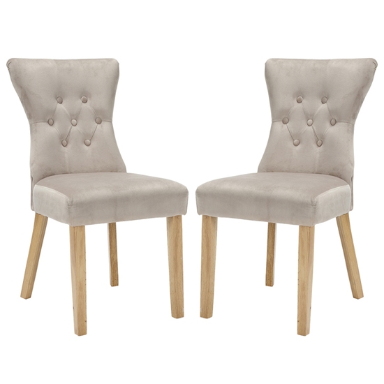 Naples Champagne Fabric Dining Chairs In Pair
