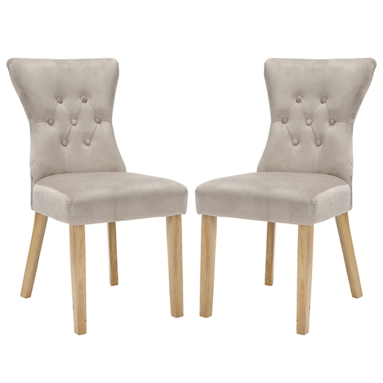 Naples Champagne Fabric Dining Chairs In Pair