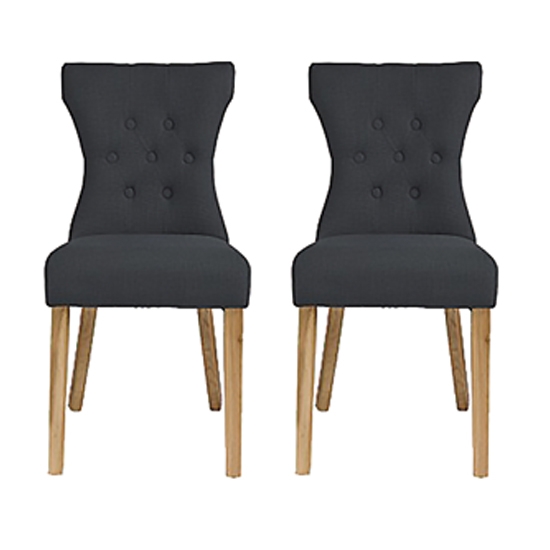 Naples Grey Fabric Dining Chairs In Pair