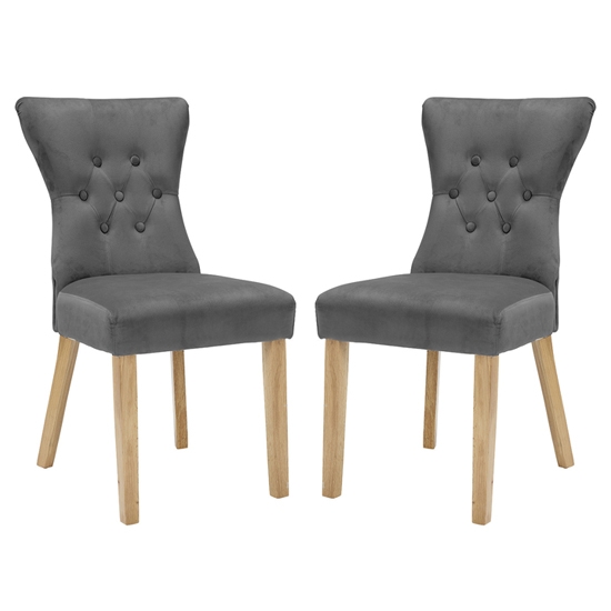 Naples Steel Grey Fabric Dining Chairs In Pair