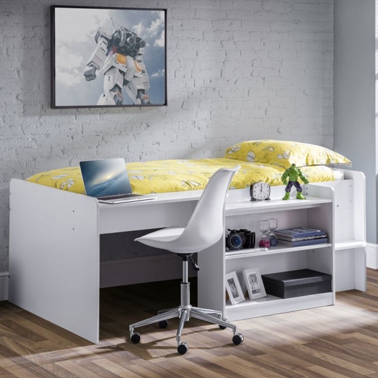 Neptune Wooden Midsleeper Childrens Bed In Matt White