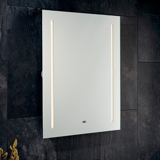 Nero Shaver Led Bathroom Mirror In Matt Silver