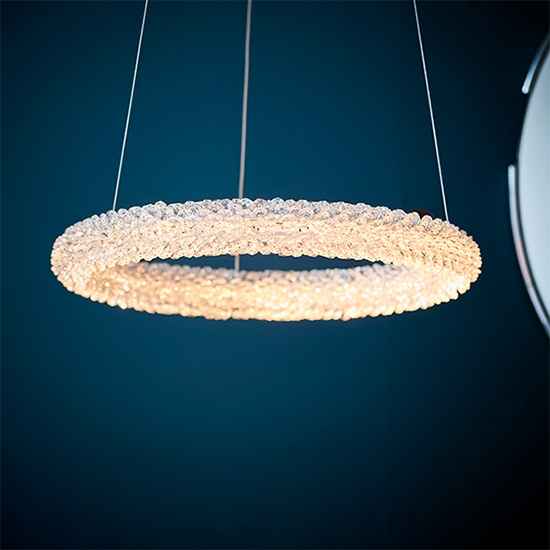 Neve Led Rings Decorative Crystal Double Hoop Ceiling Pendant Light
