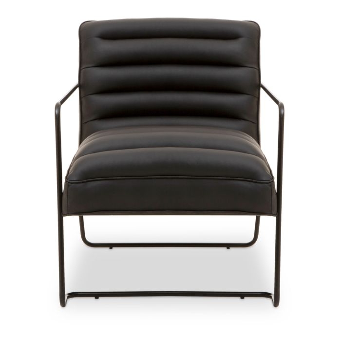 New Foundry Leather Effect Armchair In Black
