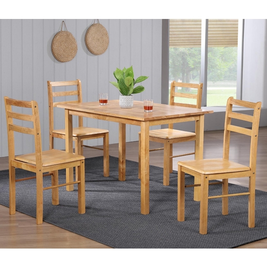 New York Medium Wooden Dining Set In Natural Oak With 4 Chairs