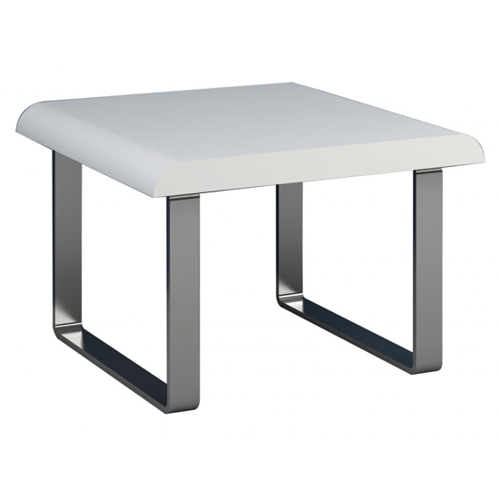 Newline Wooden Lamp Table In White High Gloss With Grey Legs