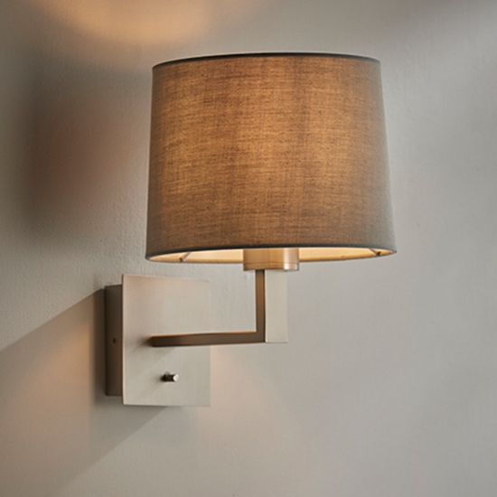 Norton Grey Taper Shade Wall Light In Matt Nickel