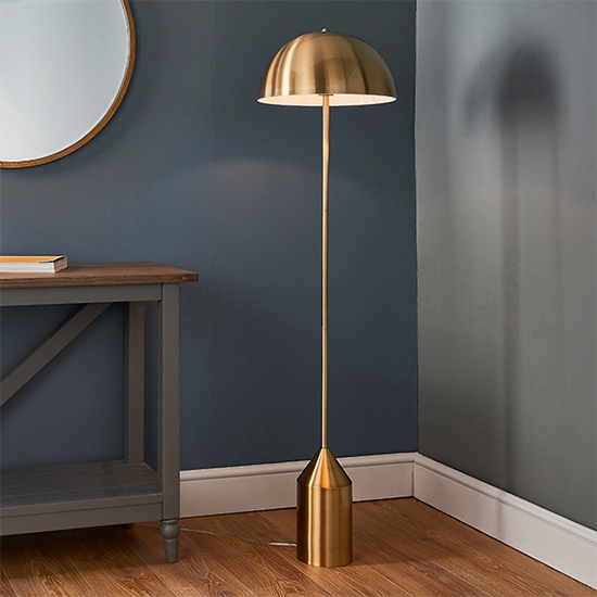 Nova Led Floor Lamp In Antique Brass And Gloss White