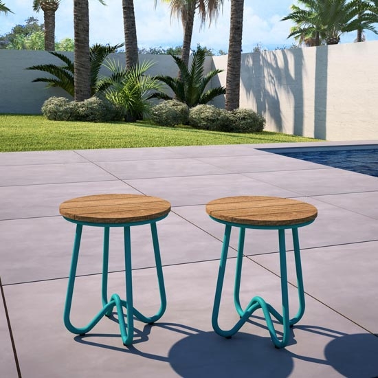 Novogratz Bobbi Set Of 2 Bistro Stools In Turquoise