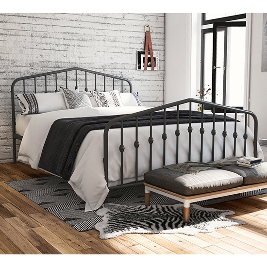 Novogratz Bushwick Metal Double Bed In Grey