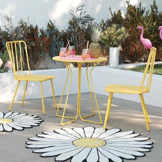 Novogratz Heidi Outdoor Metal Bistro Set In Yellow