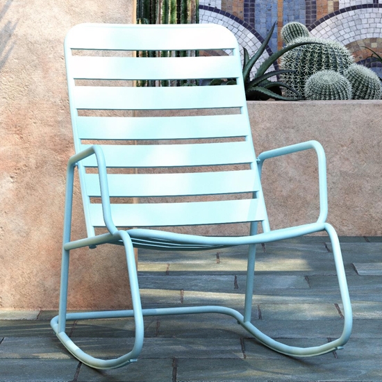 Novogratz Roberta Metal Rocking Chair In Aqua Haze